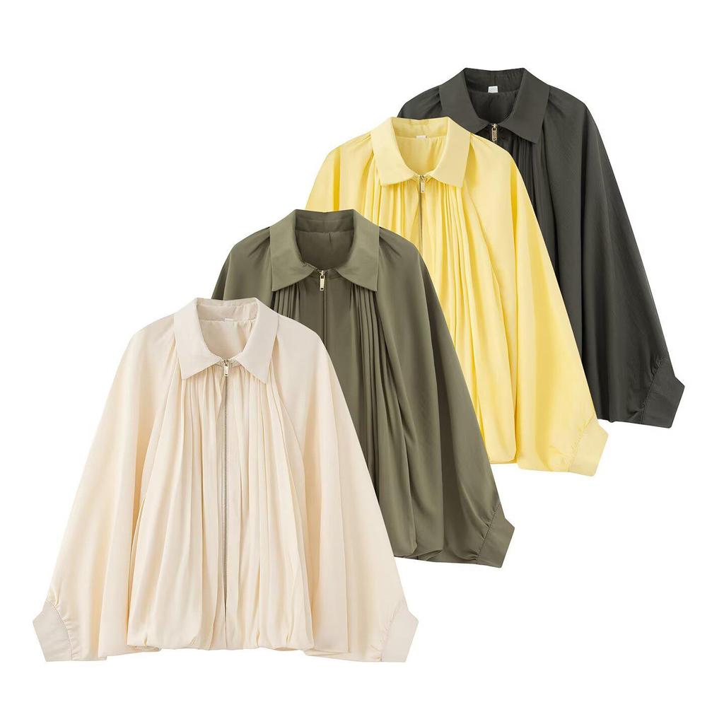 European & American Style Women's Puff Sleeve Bomber Jacket