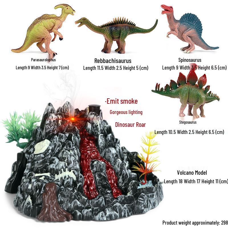 Kids' Volcano Model with Dinosaurs & Animal Scene – Sandbox, Fish Tank, or Desk Decoration
