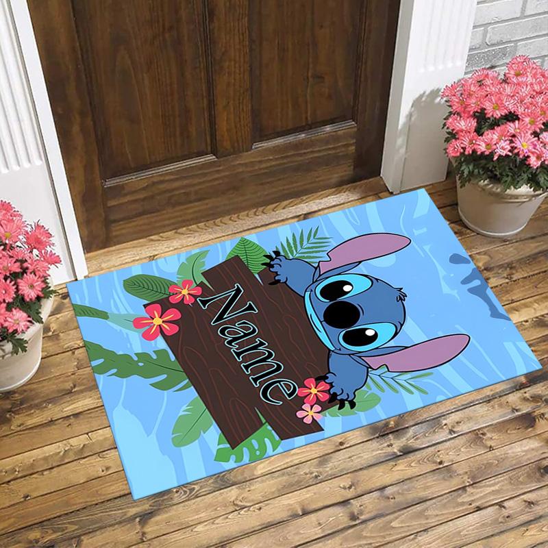 Personalized Name Stitch Paradise Living Room Non-Slip Area Rug Soft Carpet for Bedroom Kids Playroom Sofa Office Home Decor Doormat