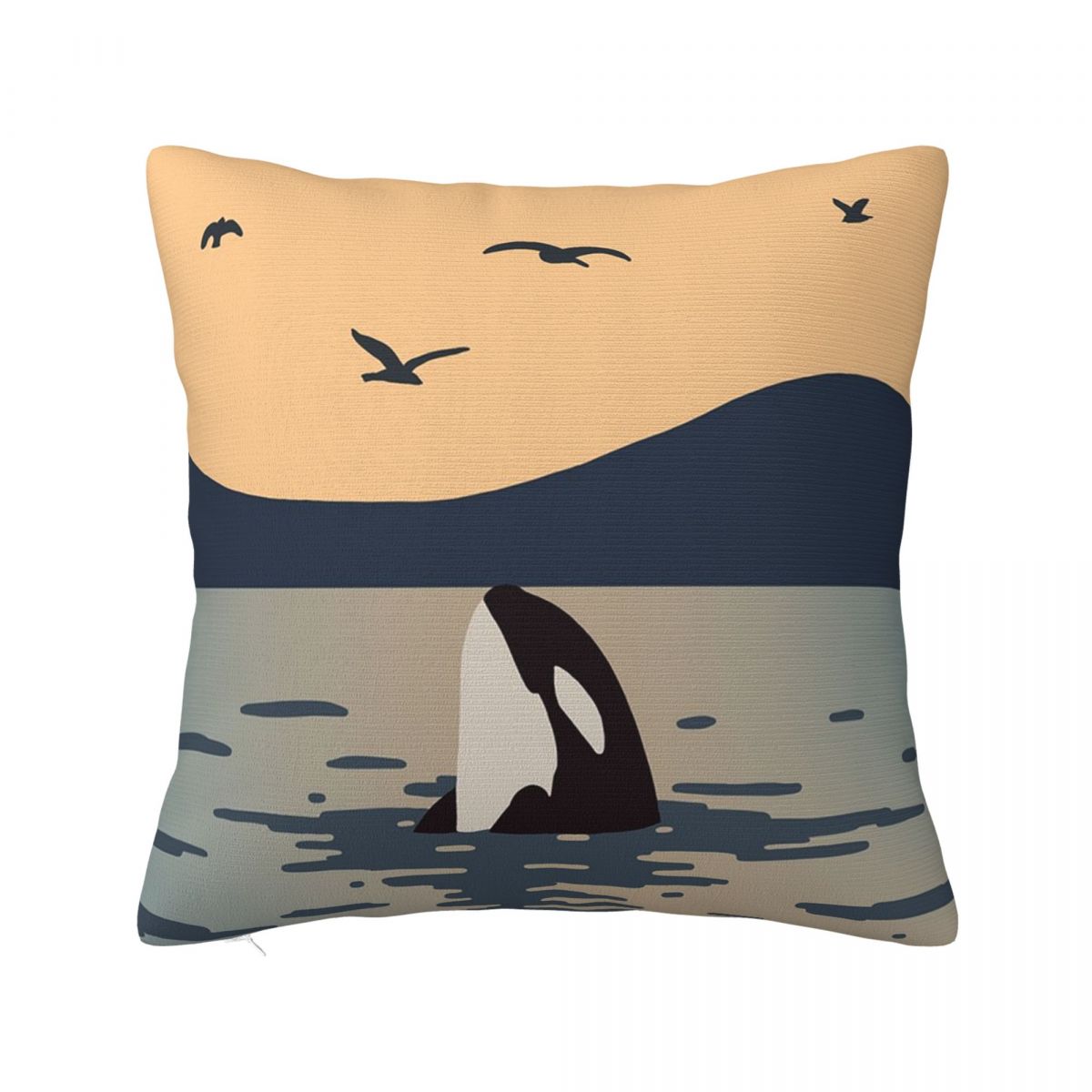 Killer Whale Orca Square Pillowcase Pillow Cover Polyester Cushion Decor Comfort Throw Pillow for Home Bedroom 30x30 cm 12x12 in