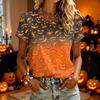 Women's Casual Halloween Printed Short Sleeve T-Shirt for Fashion Party Wear