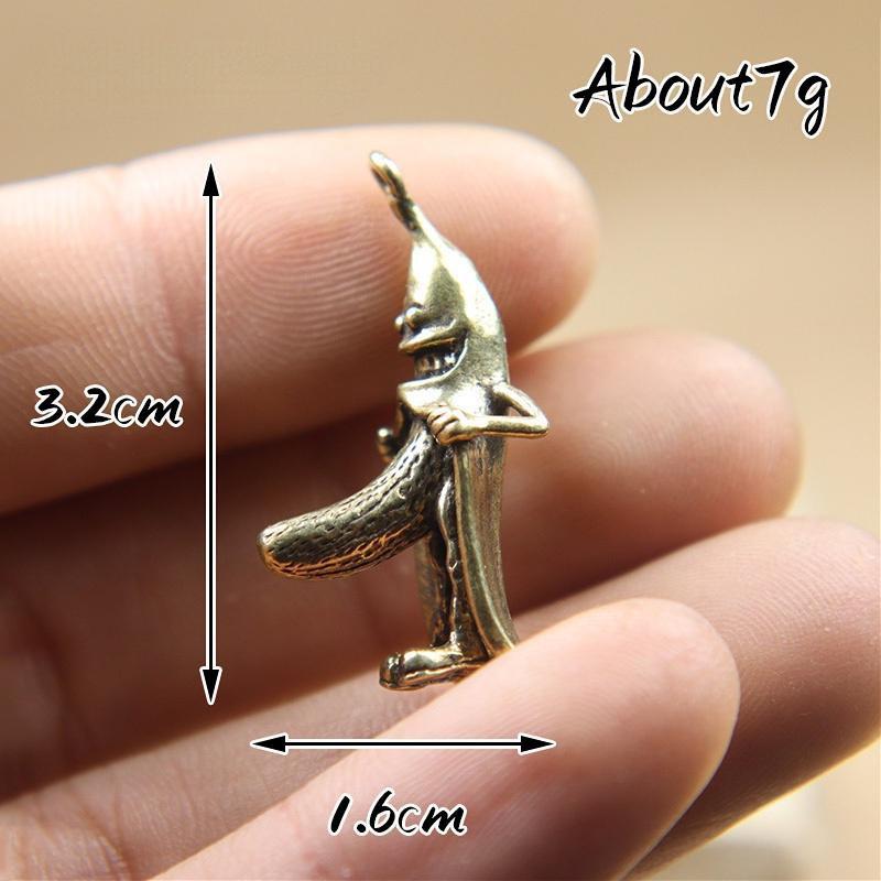 1pc Retro Brass Banana Creative Keychain Pendant Vintage Copper Cartoon Villain Desktop Ornaments Handmade Crafts