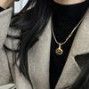 Tiger Eye Stone Pendant Necklace Titanium Steel Women Necklace Sweater Chain  Jewelry Accessories