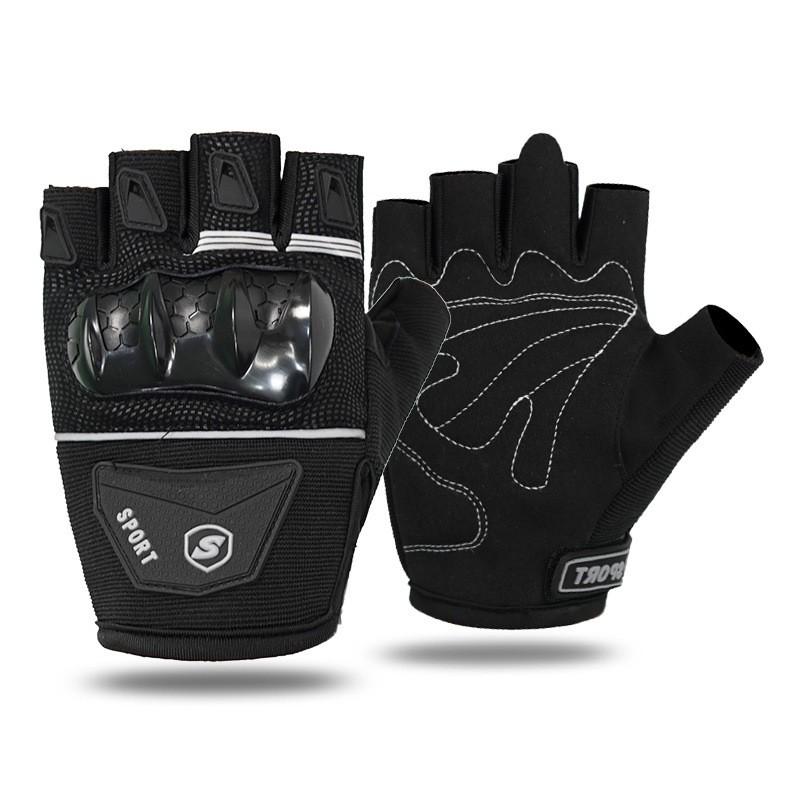 Motorcycle Riding Gloves Half-Finger Breathable Touchscreen Anti-Slip Crash Protection Men Women RT Shell Half-Finger Black/Red
