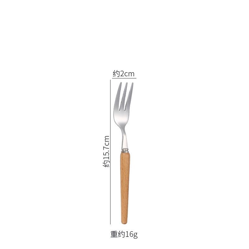 Wooden handle stainless steel knife and fork spoon Western food steak knife 304 stainless steel tableware spoon Fruit dessert fork