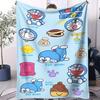 Mischievous Doraemon Theme Print Pattern Flannel Blanket Soft Multifunctional Decortive Blanket Universal Throw Blanket Fan Gift