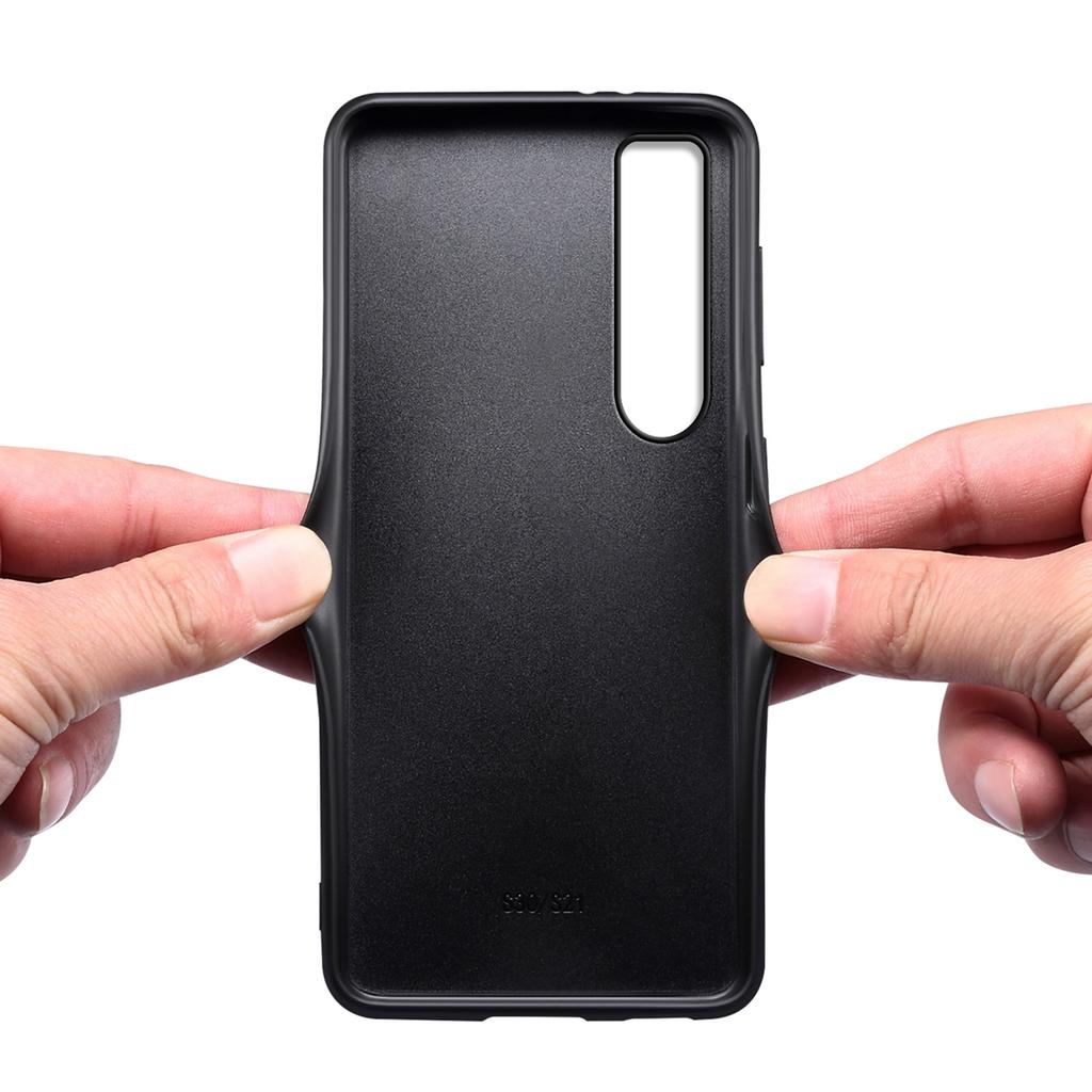 For Sony Xperia 5 IV 5G Phone Case Leather Coated PC+TPU Calf Texture Phone Cover