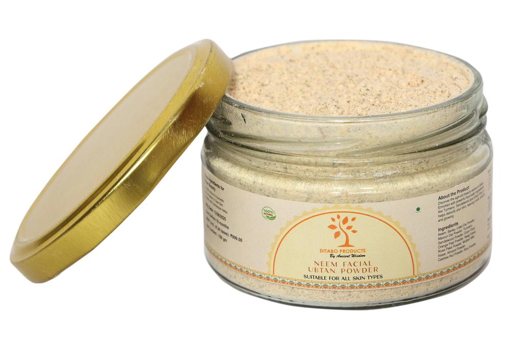 Neem Facial Ubtan Powder | 100% Natural Ayurvedic Ubtan with Herbal Properties for Tan Removal, Acne and Dark Spots Free Glowing Skin | Men and Wo