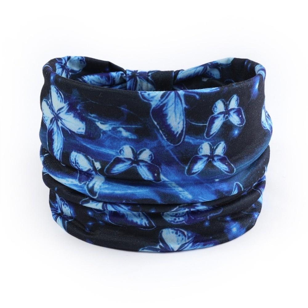 

Fashion Bohemian Butterfly Yoga Sport Headband Elastic Vintage Knot Printed Headscarf Wide Brim Cotton Turban