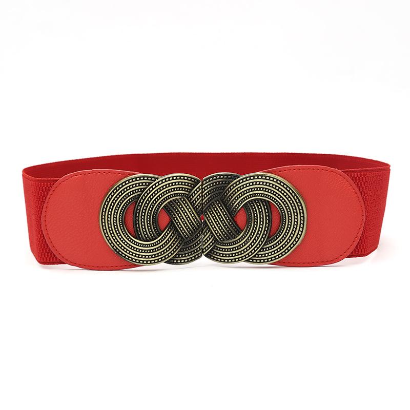 Fashion Retro Wide Belt for Women Korean Style Elastic Elastic Waist Seal Dress Decorative Women's Braided Belt