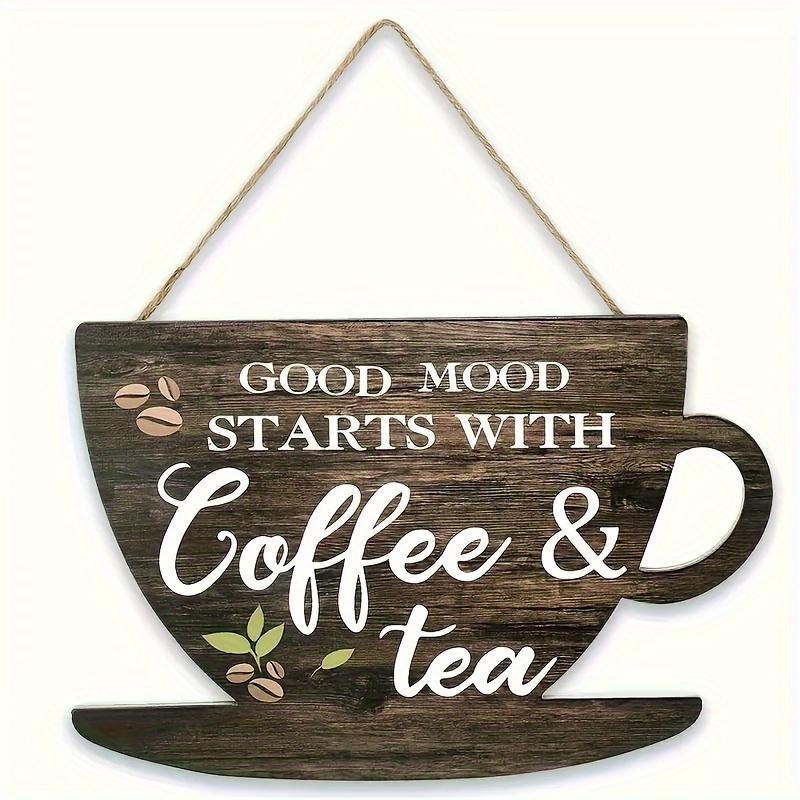 1pc Rural Coffee Tea Wooden Signboard Farmhouse Kitchen Decoration Retro Festival Wall Decoration Bar Decoration