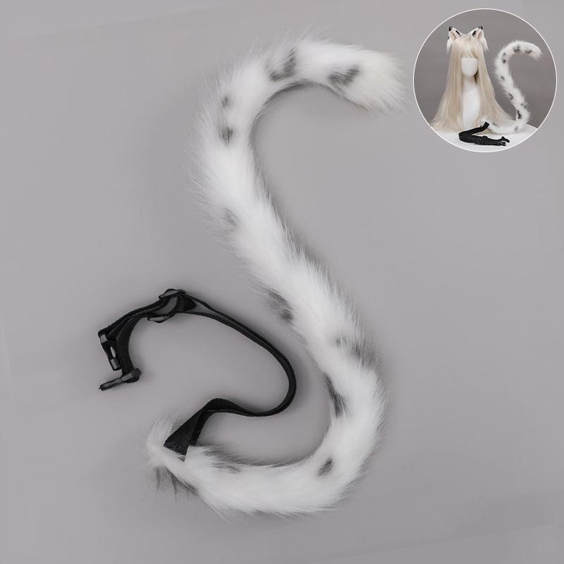 Three Flowers Orange Cat Ears Animal Ears Headband Handmade Plush Lolita Cat Ears Kc Comic Show Cat Lady Cos Cat Tail Set