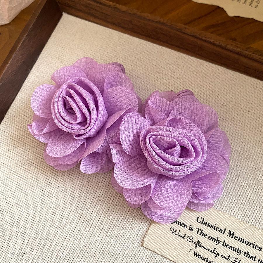 Steel needle raffia chiffon flower pendant earrings new sweet small fresh stud earrings niche high-end earrings