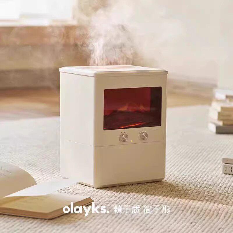 

Humidifier for Home Use, Silent, Small Desktop Model for Bedroom, Suitable for Pregnant Women and Babies, Air Spray for Living Room, Flame Effect Earthenware White