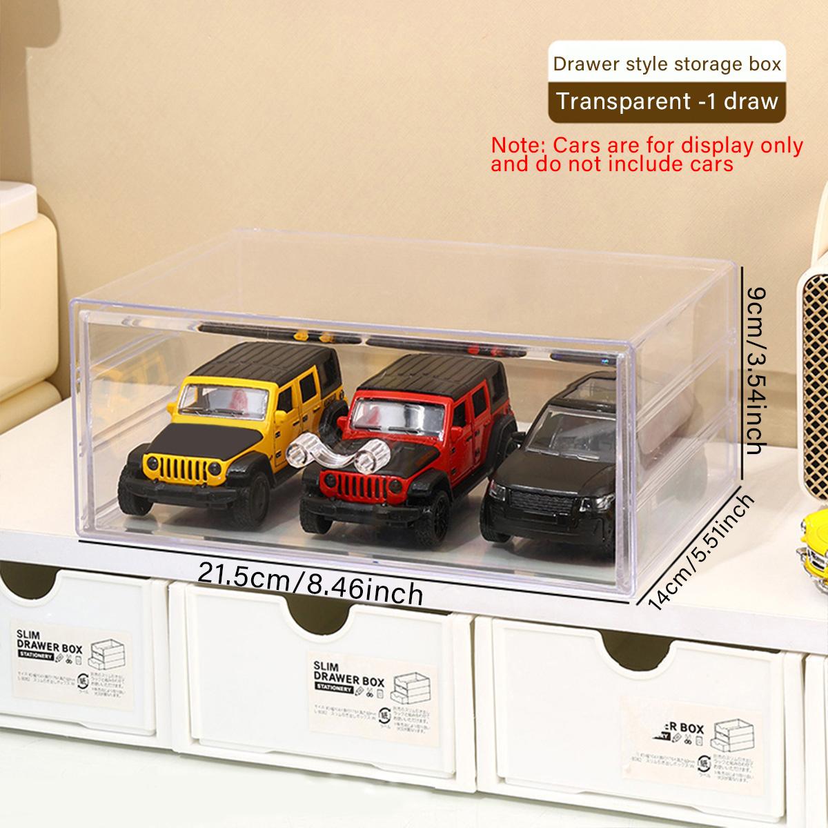 

1pc Stackable Toy Car Storage Box Drawer Desktop Car Model Toy Organizer Acrylic Transparent Dustproof Organizer