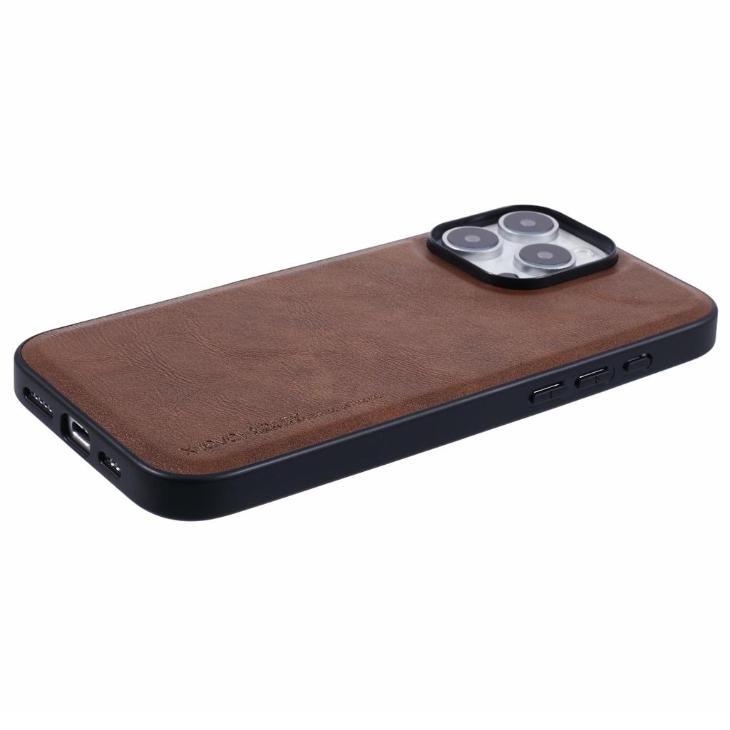 Bojue-3 Series For iPhone 16 Pro Case Leather Coated PC+TPU Anti-Scratch Protective Cover