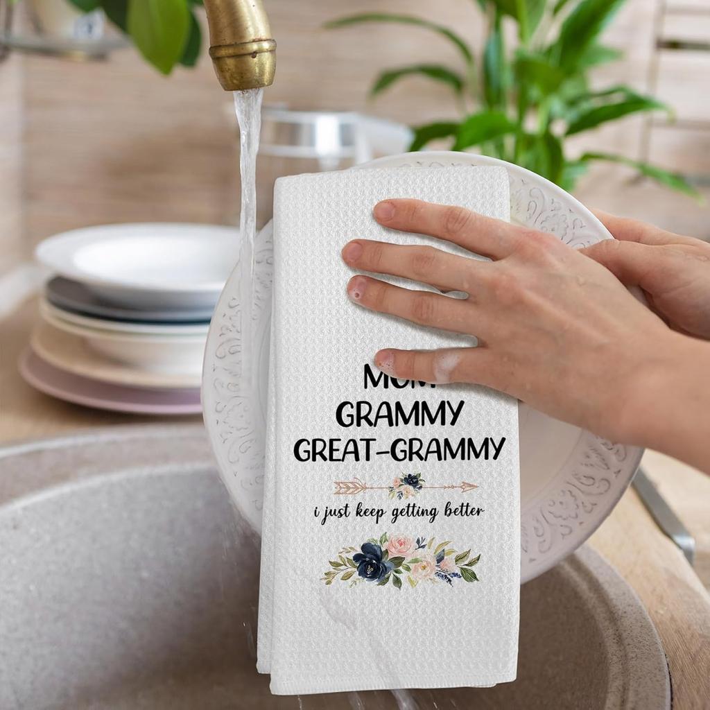 Great Grammy Floral Gifts Kitchen Towels, Grammy Dish Towels, Mom Gifts for Mothers Day Birthday, Grandma Decorative Hand Towel Tea Towel for