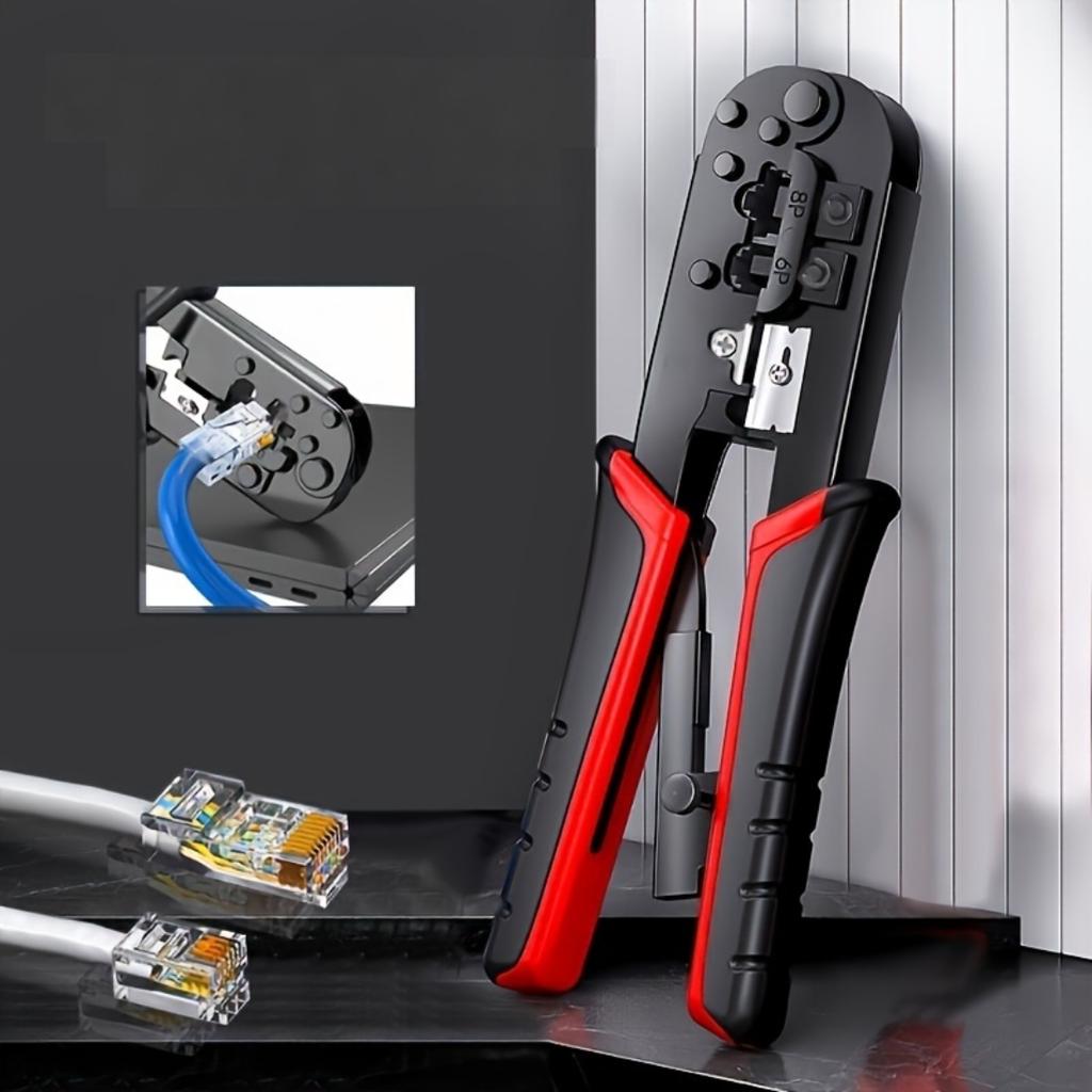 Professional Multifunctional RJ45 Network Crimping Tool, 8P6P Cable Stripper And Cutter For Home Monitoring Room Wiring Repair Work