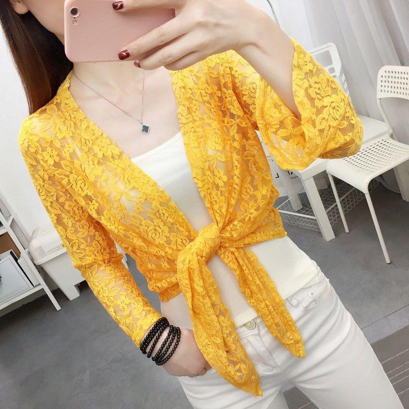 

Кружевной кардиган куртка солнцезащитная куртка шаль женская летняя тонкая верхняя одежда 3XL