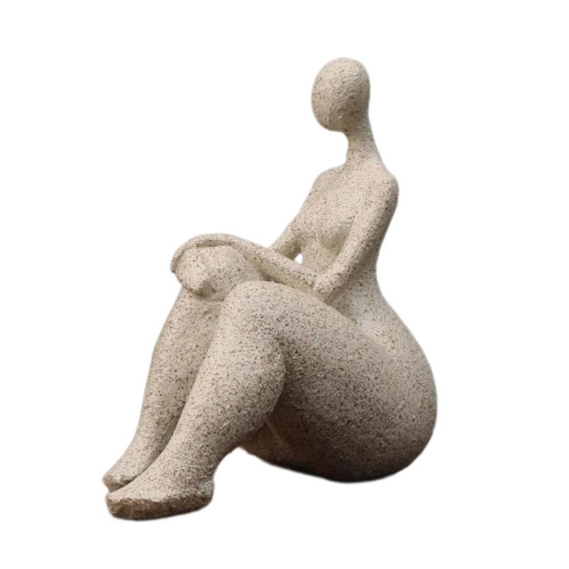 Contemporary Abstract Woman Statue Home Decoration Sandstone Resins Lady Figurine Sculpture for Home Office Decoration