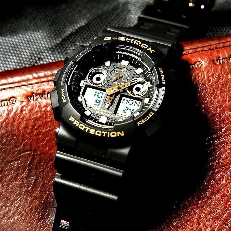 Casio Men Liquid Crystal/Analog Dual Display Series Black Watch GA-100GBX-1A9 GA-100GBX-1A9