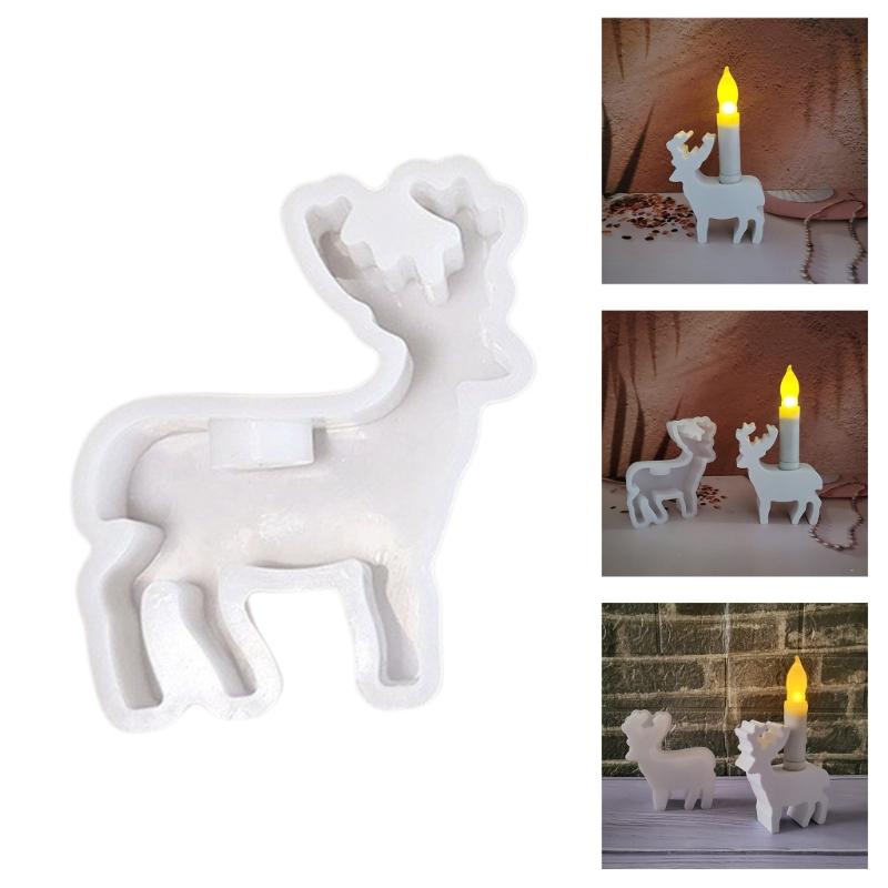 Moose Candle Holder Silicone Molds Reindeer Candlestick Silicone Mould For Epoxy Resin Christmas Holiday Decoration