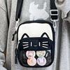 Y2K Cute Cartoon Cat Ita Shoulder Bags Mini Women Casual Crossbody Bag Kawaii Girls Transparent Pocket DIY Display Nylon Handbag