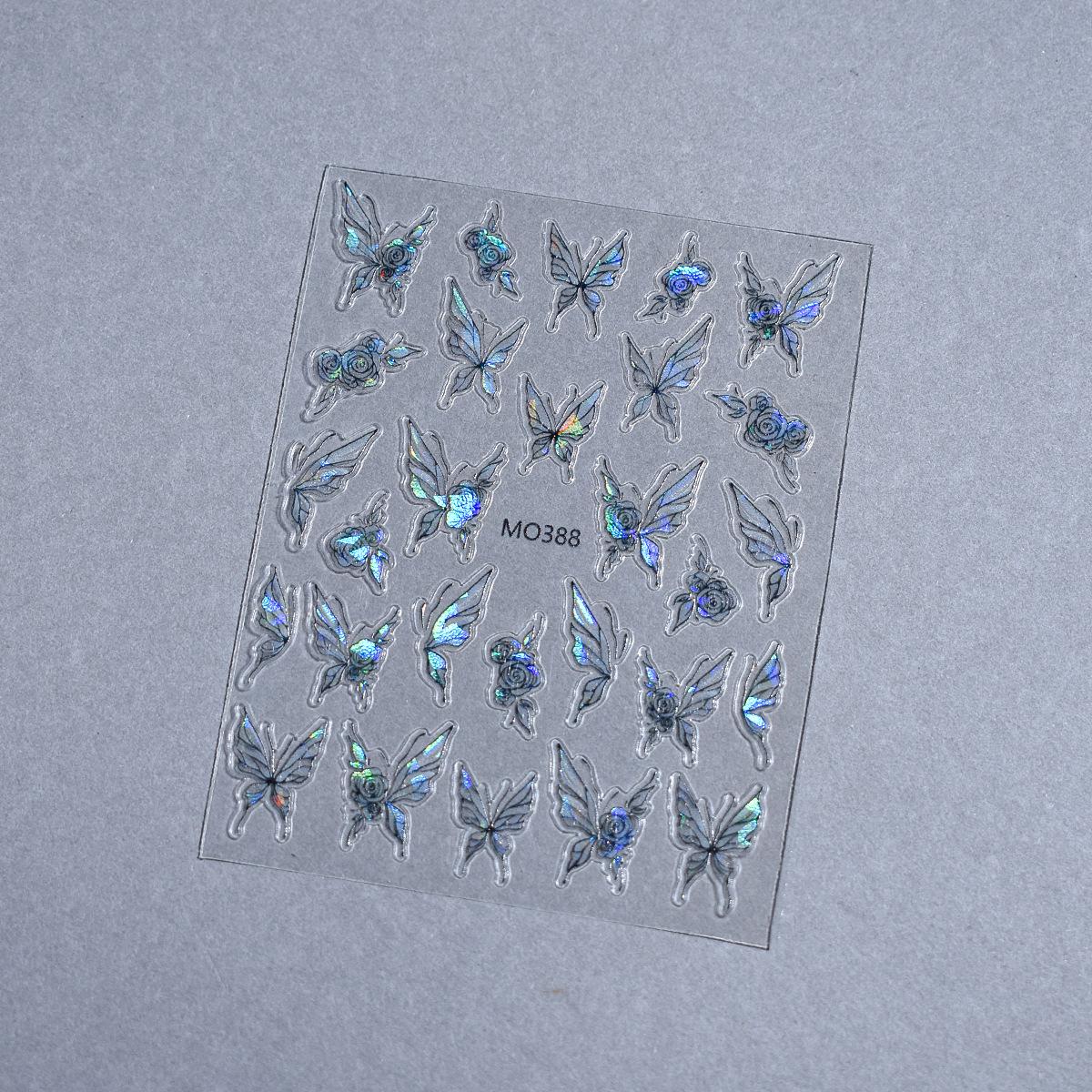 3D Iridescent Butterfly Embossed Nail Decals