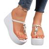 Fashion 2025 Fashion Ladies Shoes Open Toe Women's Slippers Summer Outdoor Casual New Metal Decoration Plus Size Solid Platform Slippers