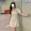 Vintage college style sweet polo collar short skirt sweet and spicy salt small dress waist and thin summer