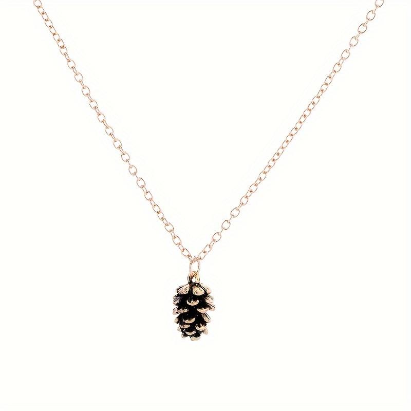 

Men s Retro Alloy Pine Pendant Lightweight Trendy Nature Inspired Unplated Necklace Daily Gift золотистый