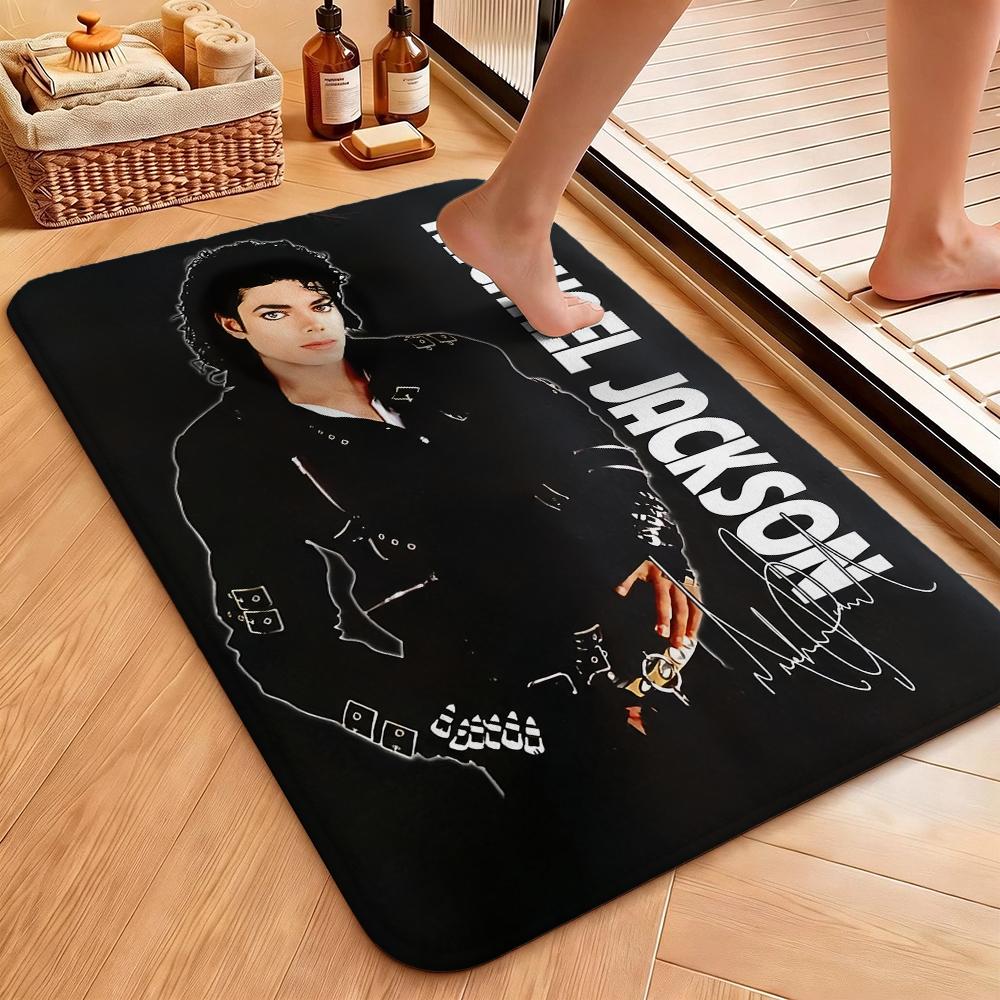 Michael Jackson Portrait Signature Printed Rug Absorbent Nonslip Carpet For Hallway Balcony Study Home Party Decor Halloween Gift