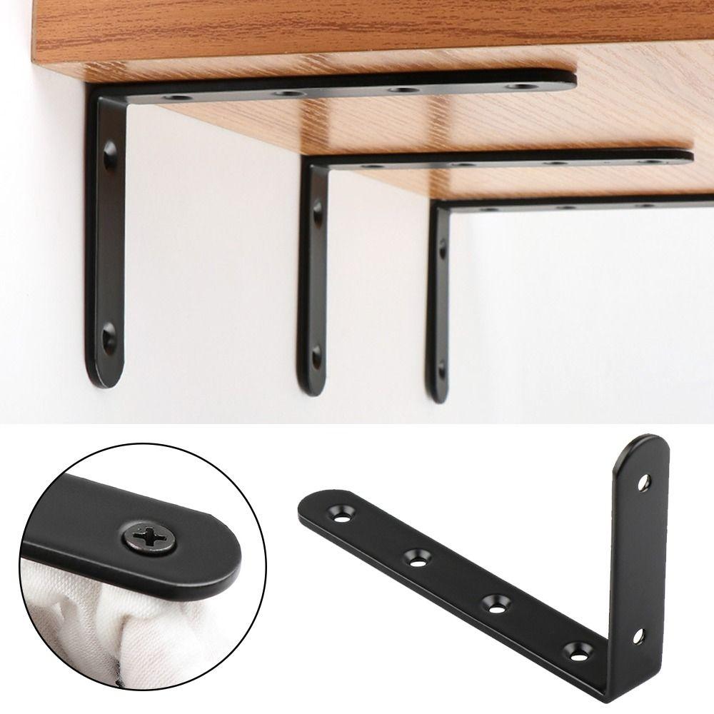 4Pcs Black Furniture Anchors 5"x3" Falling Prevention Baby Proofing Kit L-shaped Support Furniture Wall Anchor