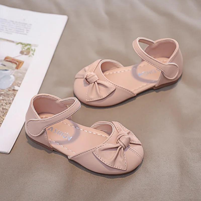 

2024 Children Sandals for Girls Summer New Fashion Sweet Bowtie Korean Style Soft Comfortable Princess Anti-slippery Dress Shoes 23