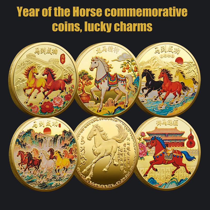 1Pc 40Mm Year Of The Horse Chinese Coins Lucky Animal Horse Commemorative Coins Metal Collection 2026 New Year Souvenir Gift