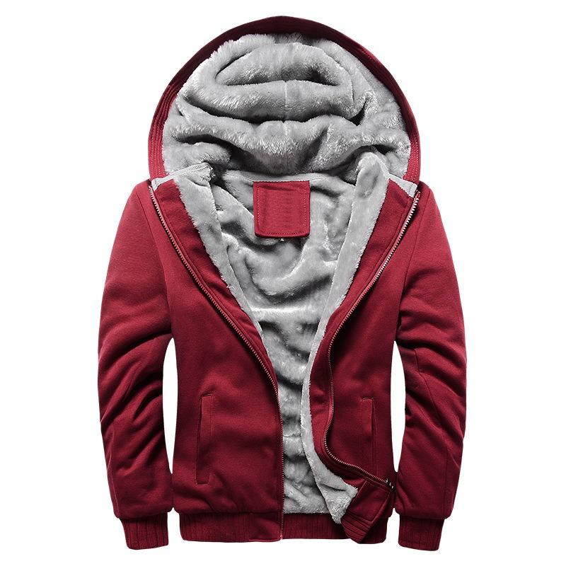 Men S Korean Style Fleece Lined Zip Up Hooded Sweatshirt For Casual Wear