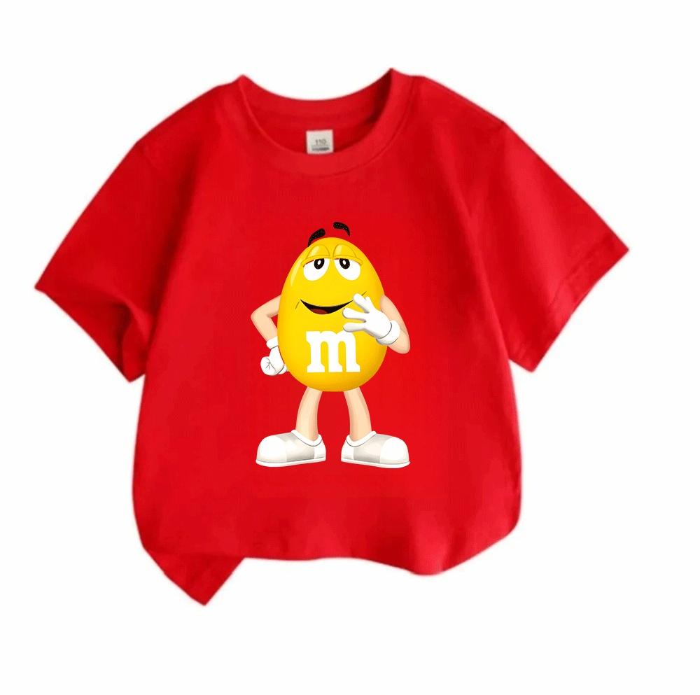 Kids Boys Girls Crew Neck Short Sleeve T-Shirt, 100% Cotton Casual Funny Yellow Smiling Round Character Printed Tees for Children Daily Wear Summer So