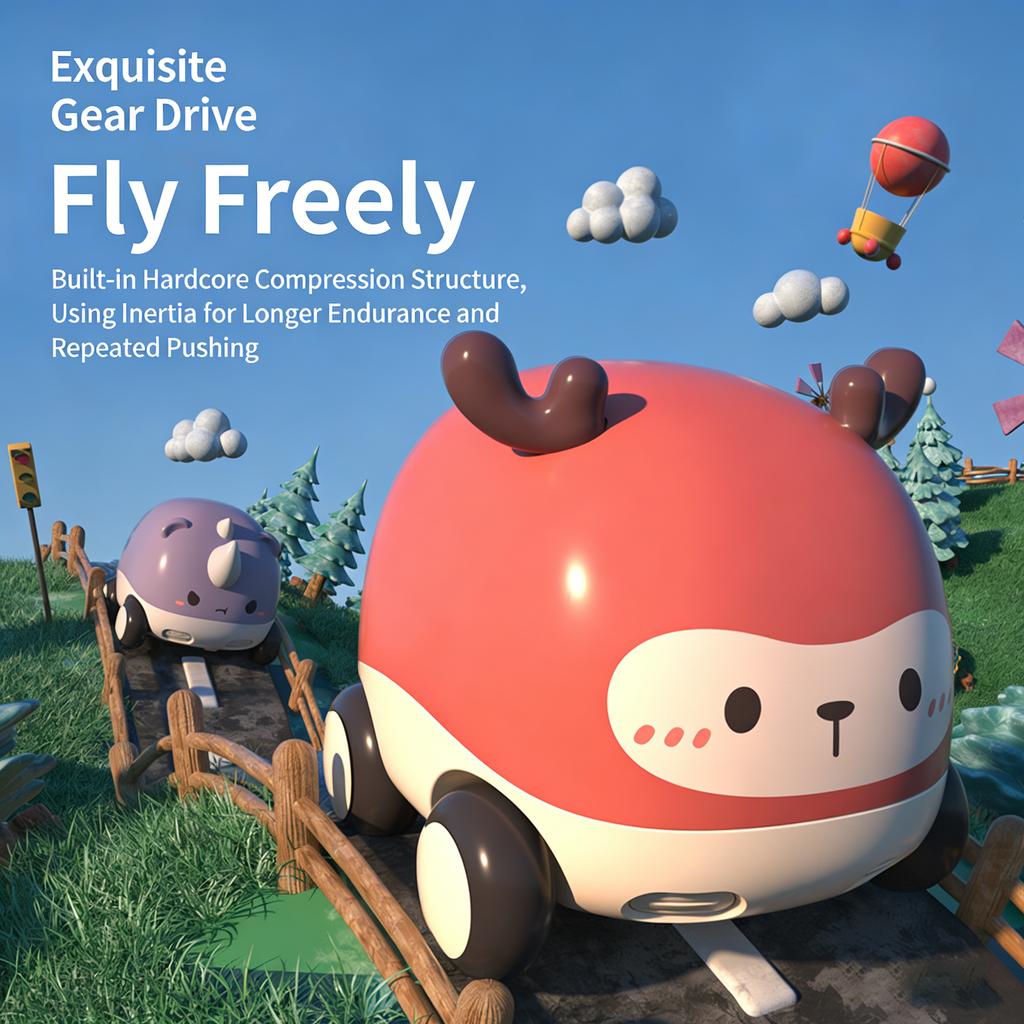 Soft Rubber Cartoon Car Set For Boys And Babies, Educational Gliding Children's Inertial Toy Car