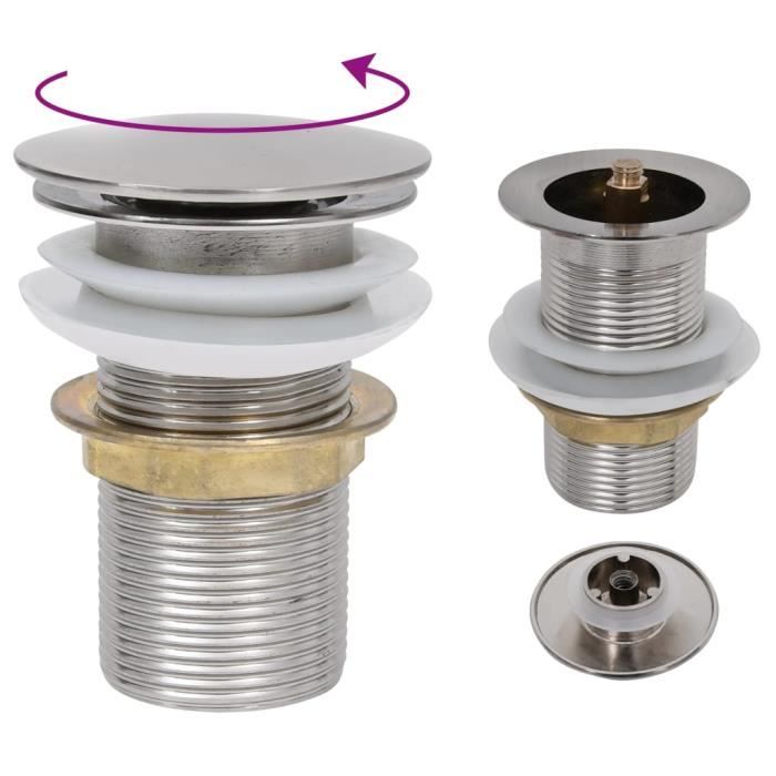 VidaXL Drain à poussoir avec débordement Chrome 6,4x6,4x9,1 cm