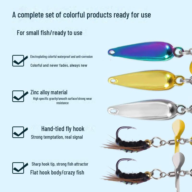Kung Fu Fly Fishing Set: Rotating Propeller, Melon Seeds, Sequin Hook, Micro Fake Bait, Horse Mouth White Bait