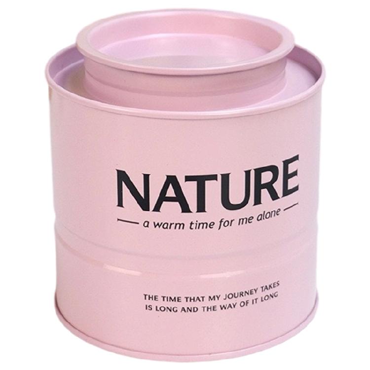 Круглая жестяная банка для хранения чая с герметичной крышкой, компактный штабелируемый дизайн, контейнер-банка для домашнего, офисного, кухонного использования розовый