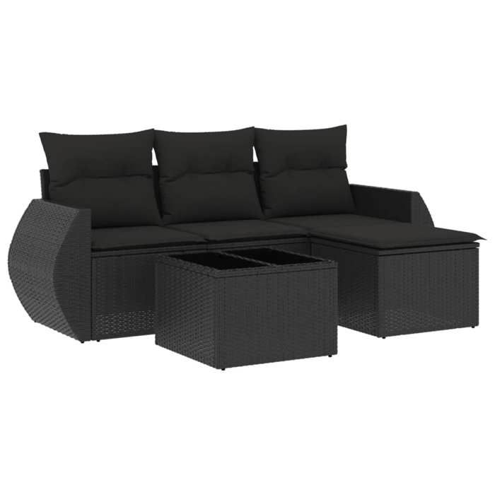 VidaXL Garden Lounge Set with Cushions 5 Pcs, Patio Sofas, Patio Furniture Set, Outdoor Furniture, Black 3253612