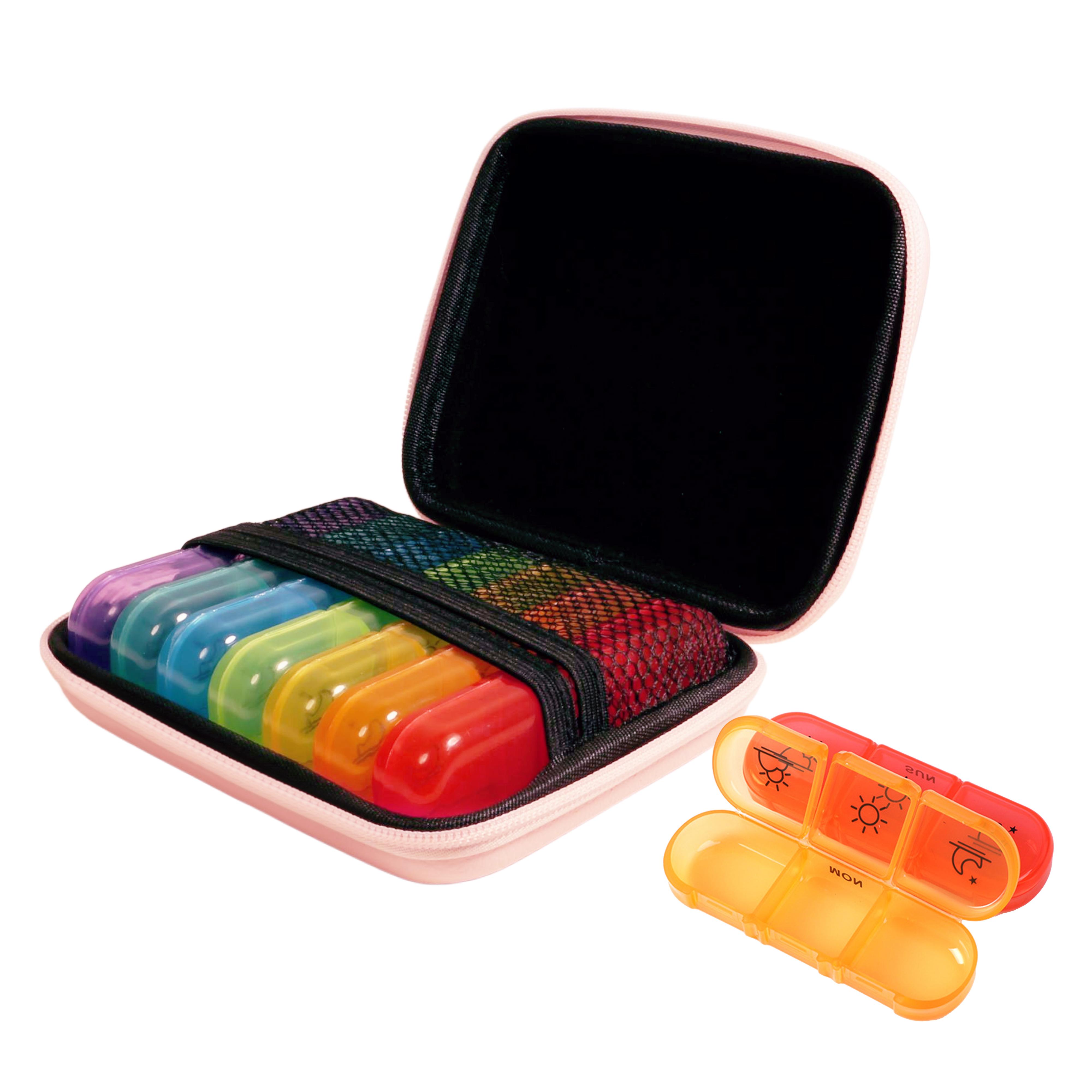 

Weekly Pill Organizers 21 Grids 3 Times A Day Moisture-Proof Pill Box with PU Leather Case for Store Vitamin Medicine Fish Oils