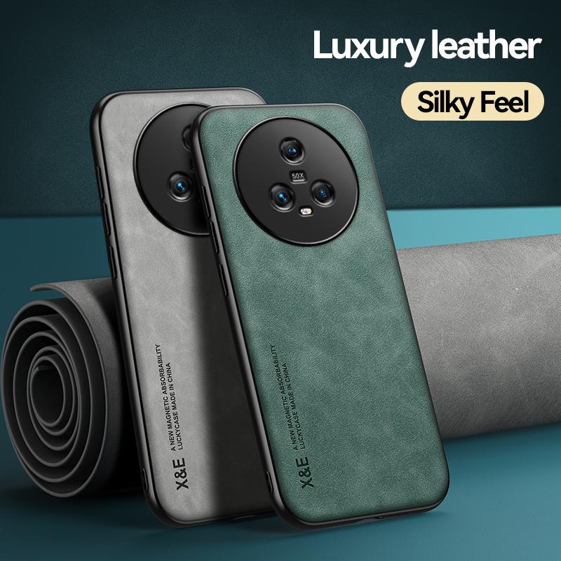 For Honor Magic 5 Pro Case Car Magnet Holder Leather Phone Cases For Magic5 5Pro 5G Shockproof Silicone Protection Back Cover