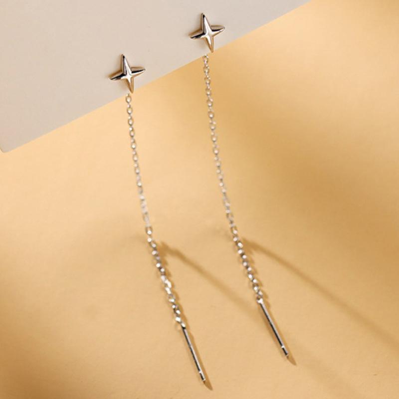 Trend Long Wire Tassel Thread Chain Climb Star Pendants Drop Earrings Women'S Straight Hanging Earrings Jewelry