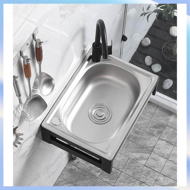 Small Single Slot Wash Basin Stainless Steel Wall-mounted Sink Kitchen Simple Dish Washing Basin Sink