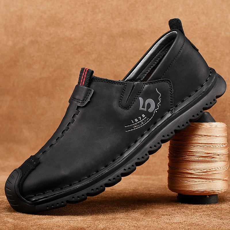 Popular 2025 Independent Station Leather Shoes Men's Large Size Non-slip Loafers Men's One-Pedal Men's Casual Leather Shoes