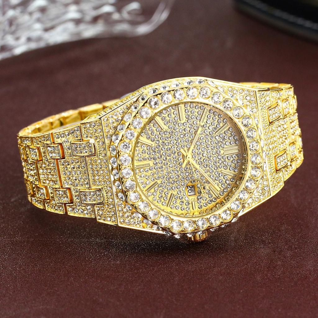 DENVOSI Men's Iced Out Diamond Watch Quartz Starry Sky Bling Luxury Wristwatch