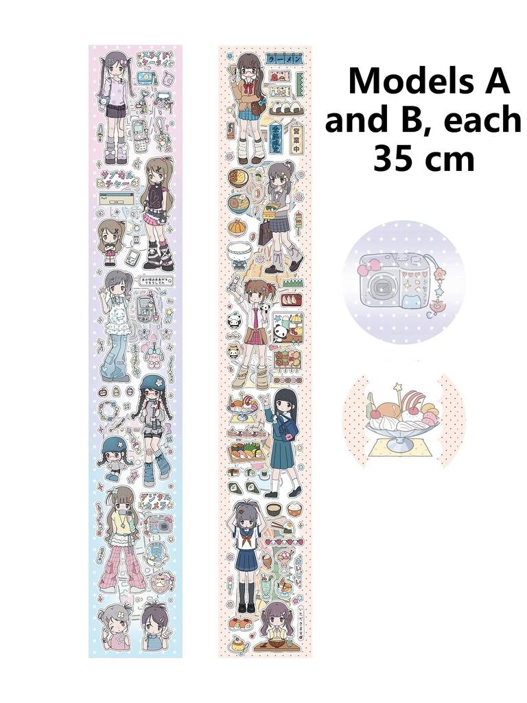 35Cm Cute Tape For Scrapbooking Cute Cartoon Sticker Roll Girls' Daily Life Diy Mobile Phone Luggage Motorcycle Notebook