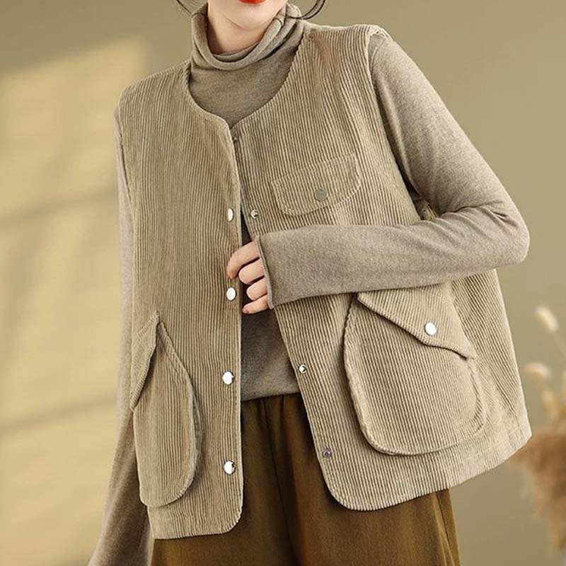 Vest for Women Cotton Autumn Winter Sleeveless Tops Vest Thickened Casual Round-neck Vest